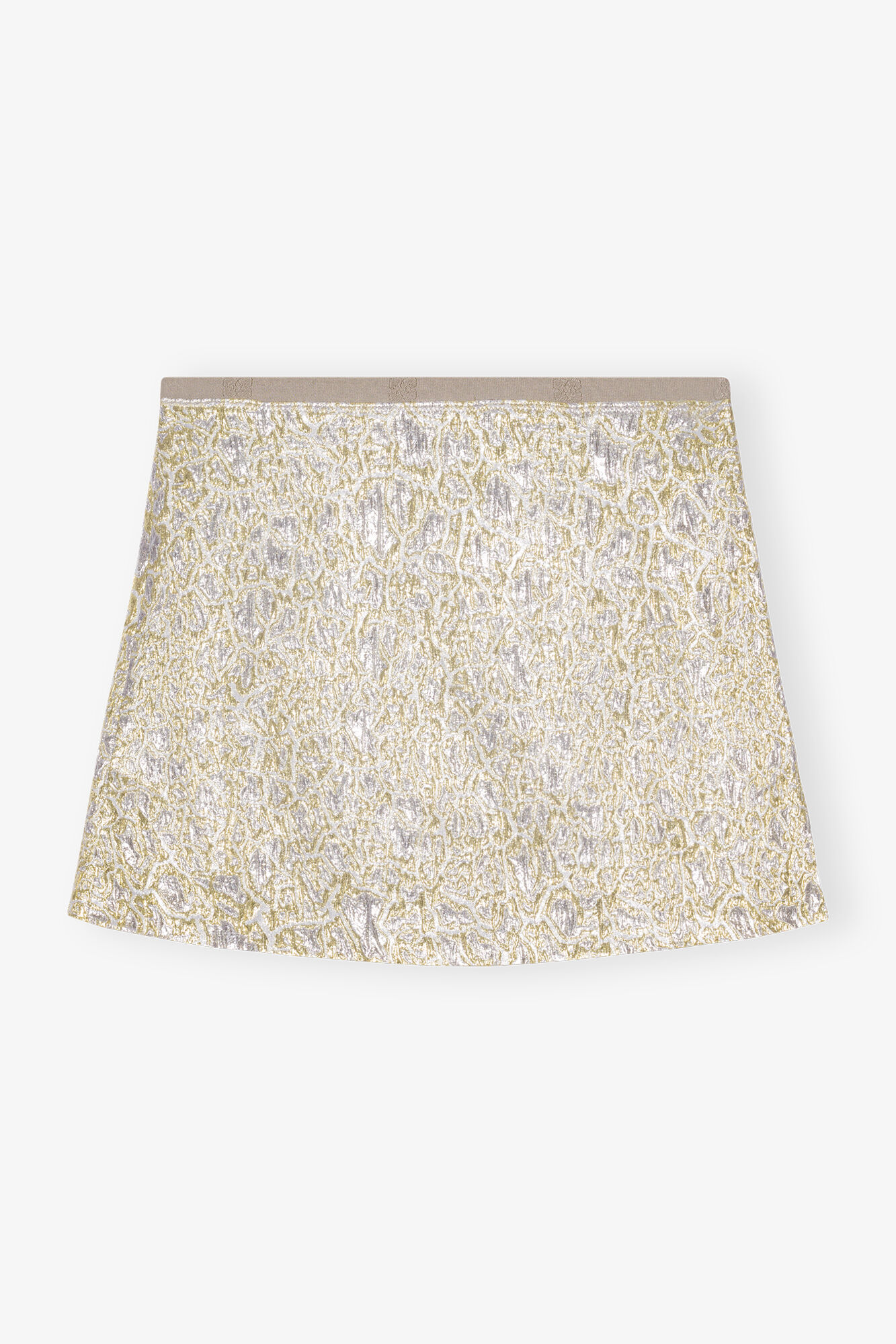 Gold and Silver Metallic Elasticated Mini Skirt, Polyamide, in colour Gold/Silver - 1 - GANNI