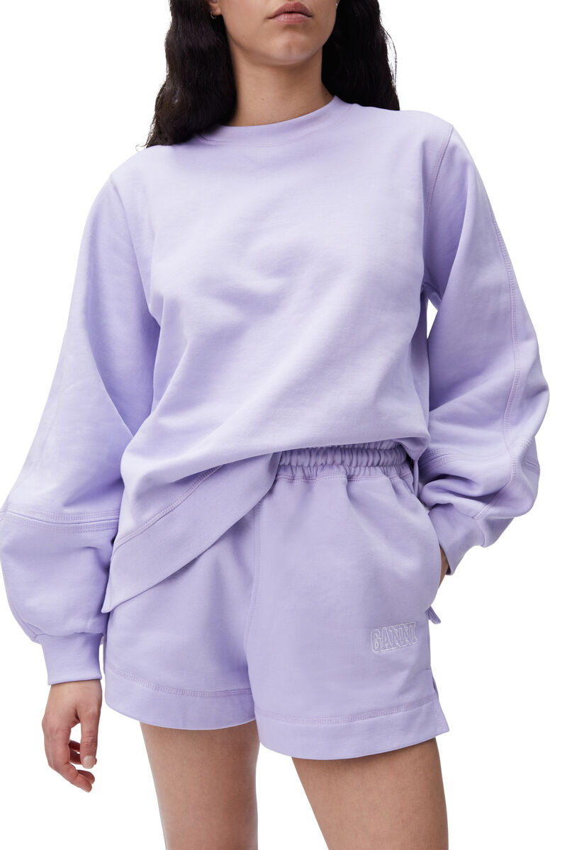 Balloon Sleeve Sweatshirt, Organic Cotton, in colour Cosmic Sky - 3 - GANNI