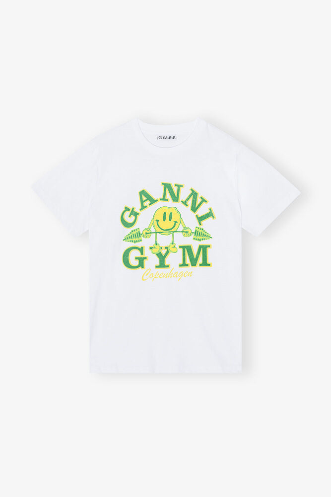 Basic Jersey Ganni Gym Relaxed T-shirt, Bright White