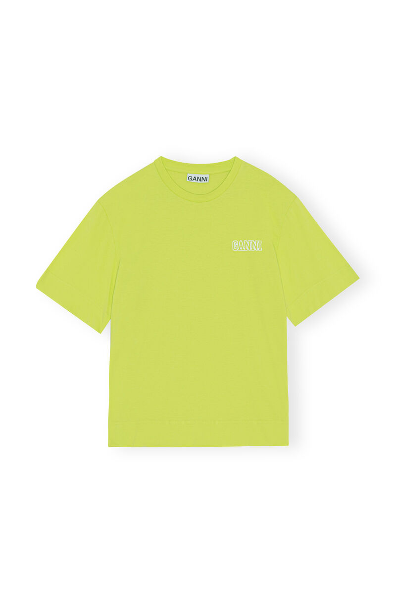 Logo T-shirt, Cotton, in colour Lime Popsicle - 1 - GANNI