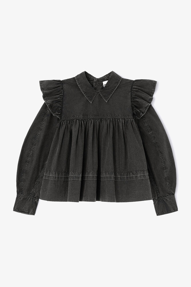 Black Washed Frill Blouse, Black