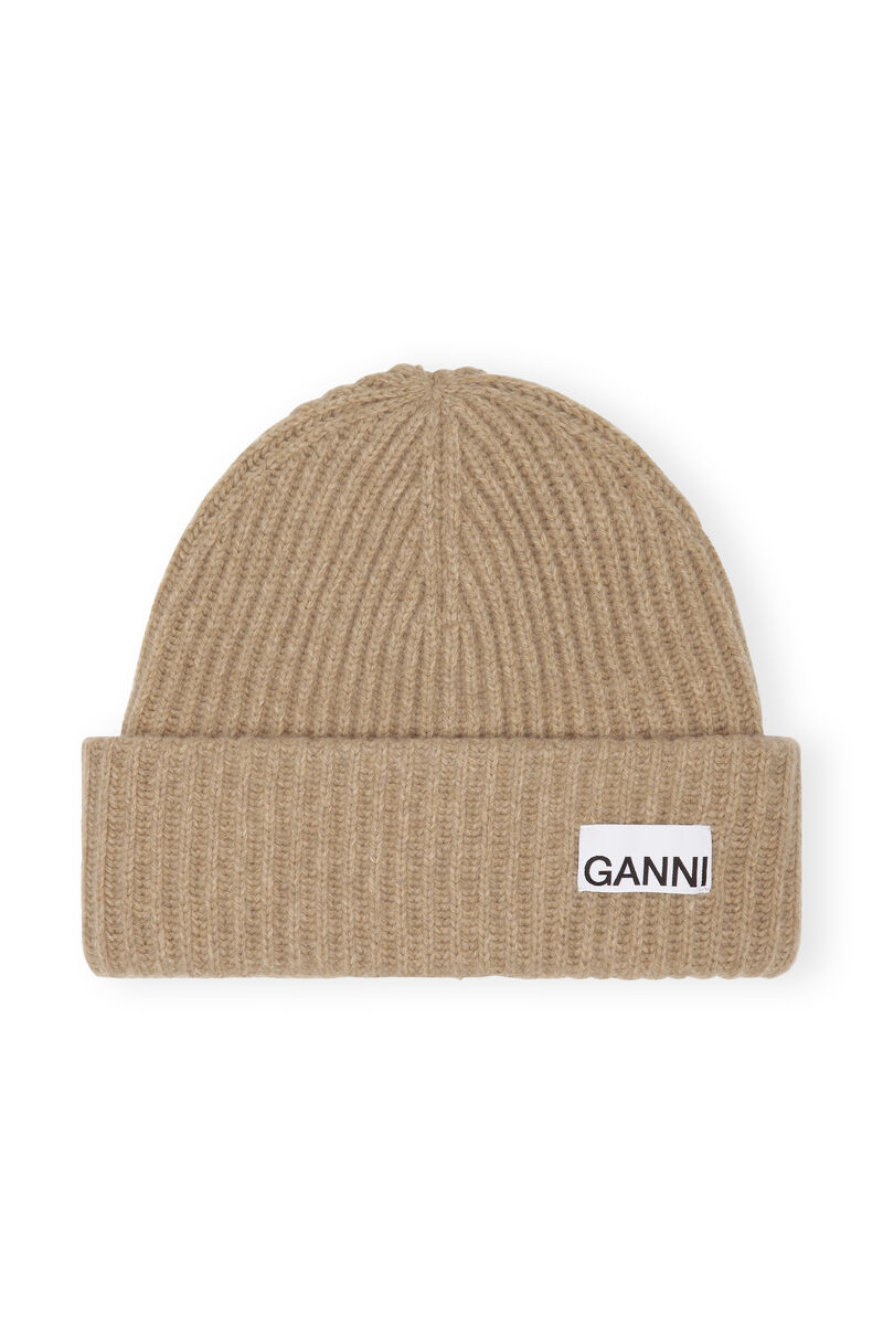 Wool Beanie , Recycled Polyamide, in colour Starfish - 1 - GANNI