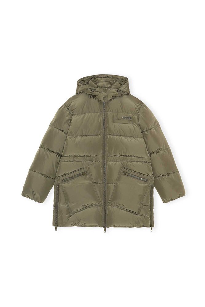 Recycled Polyester Oversized Puffer Midi Jacket, Kalamata