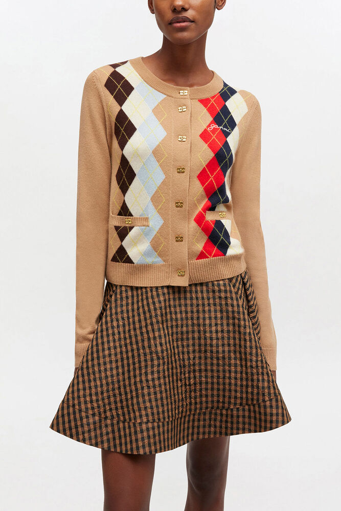 Argyle Print Cardigan, Incense