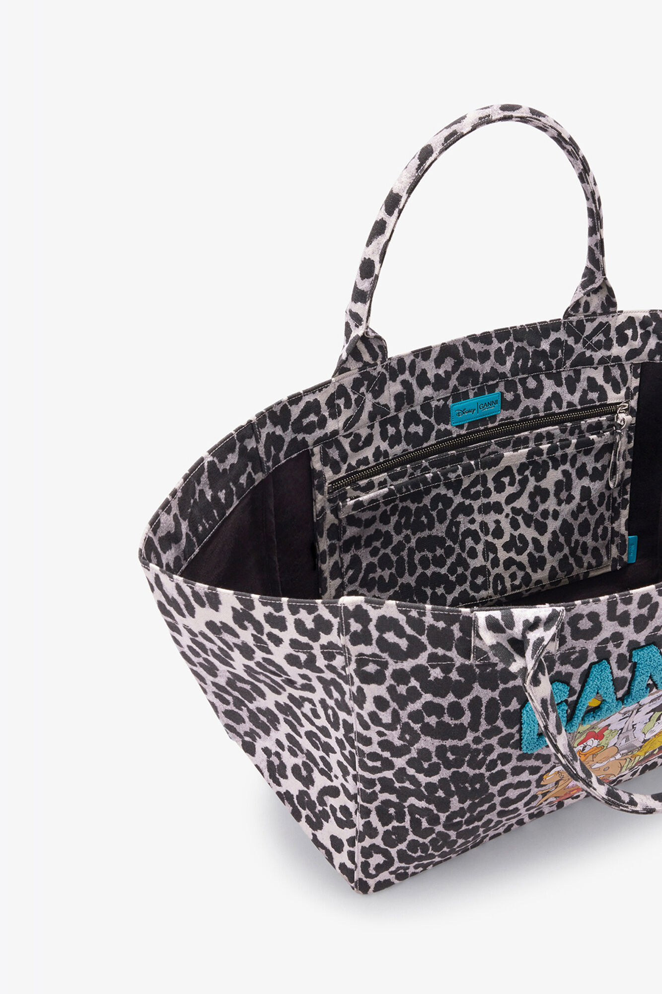 Cabas XXL Minnie Mouse & Daisy Duck, Recycled Cotton, in colour Silver - 3 - GANNI