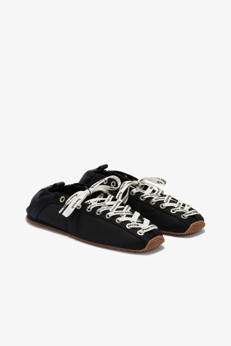 Lace Up Sporty Ballerina in Black, in colour Jet Black - 2 - GANNI