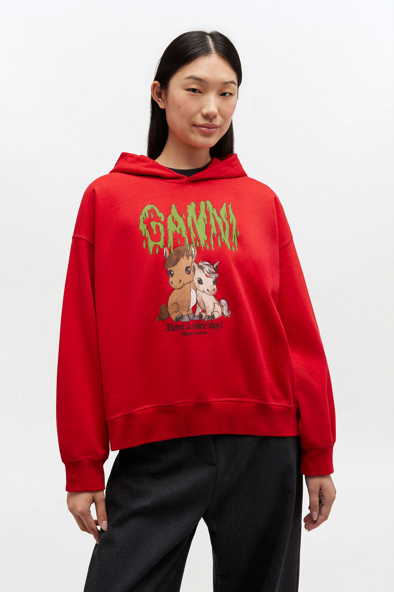 Barbados Cherry Red Graphic Cropped Hoodie | GANNI US