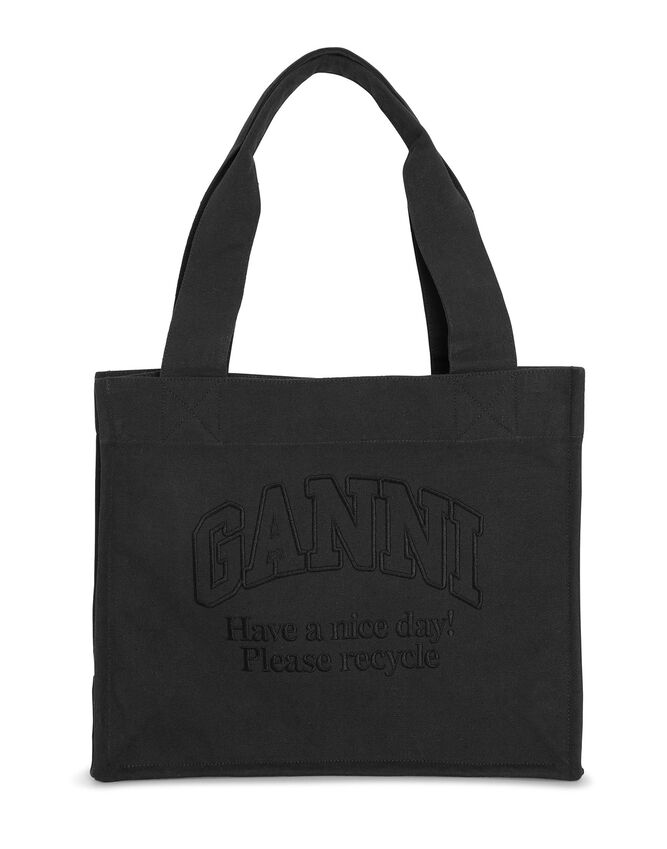 Dark Grey Large Canvas Tote Bag | GANNI UK