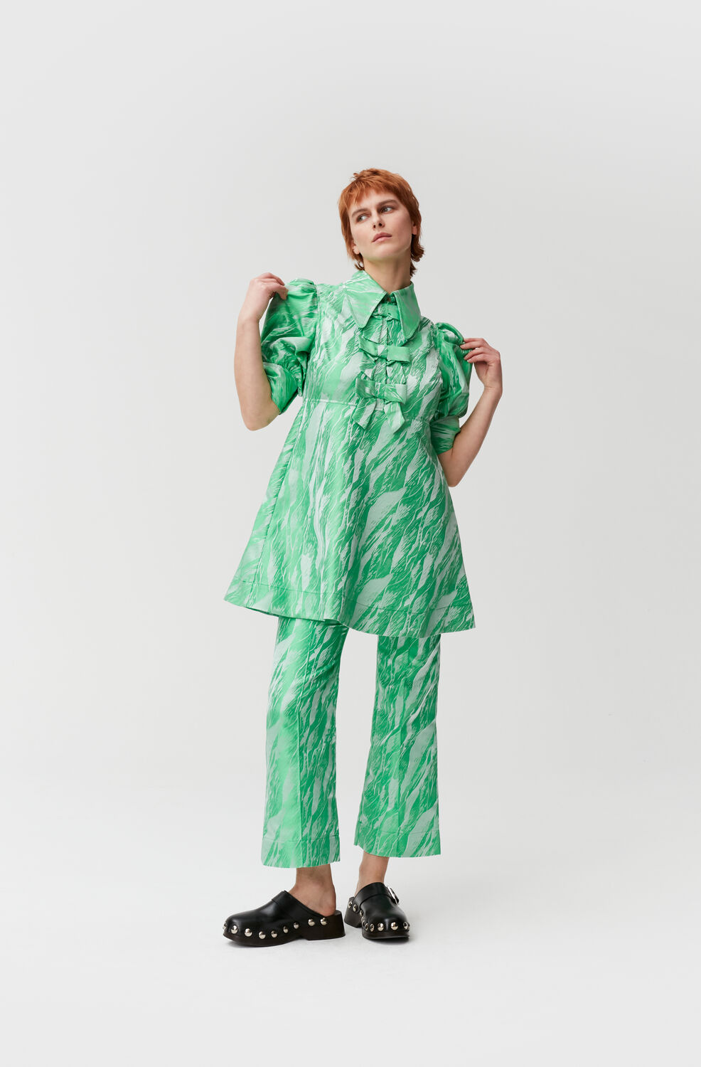 Jacquard Mini Dress & trousers-Ganni-bridgerton 