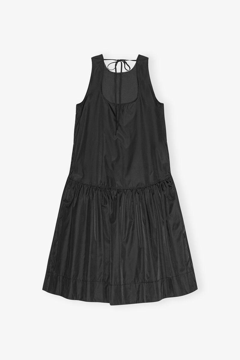 Robe midi en nylon Duchesse noir, Recycled Polyamide, in colour Black - 2 - GANNI