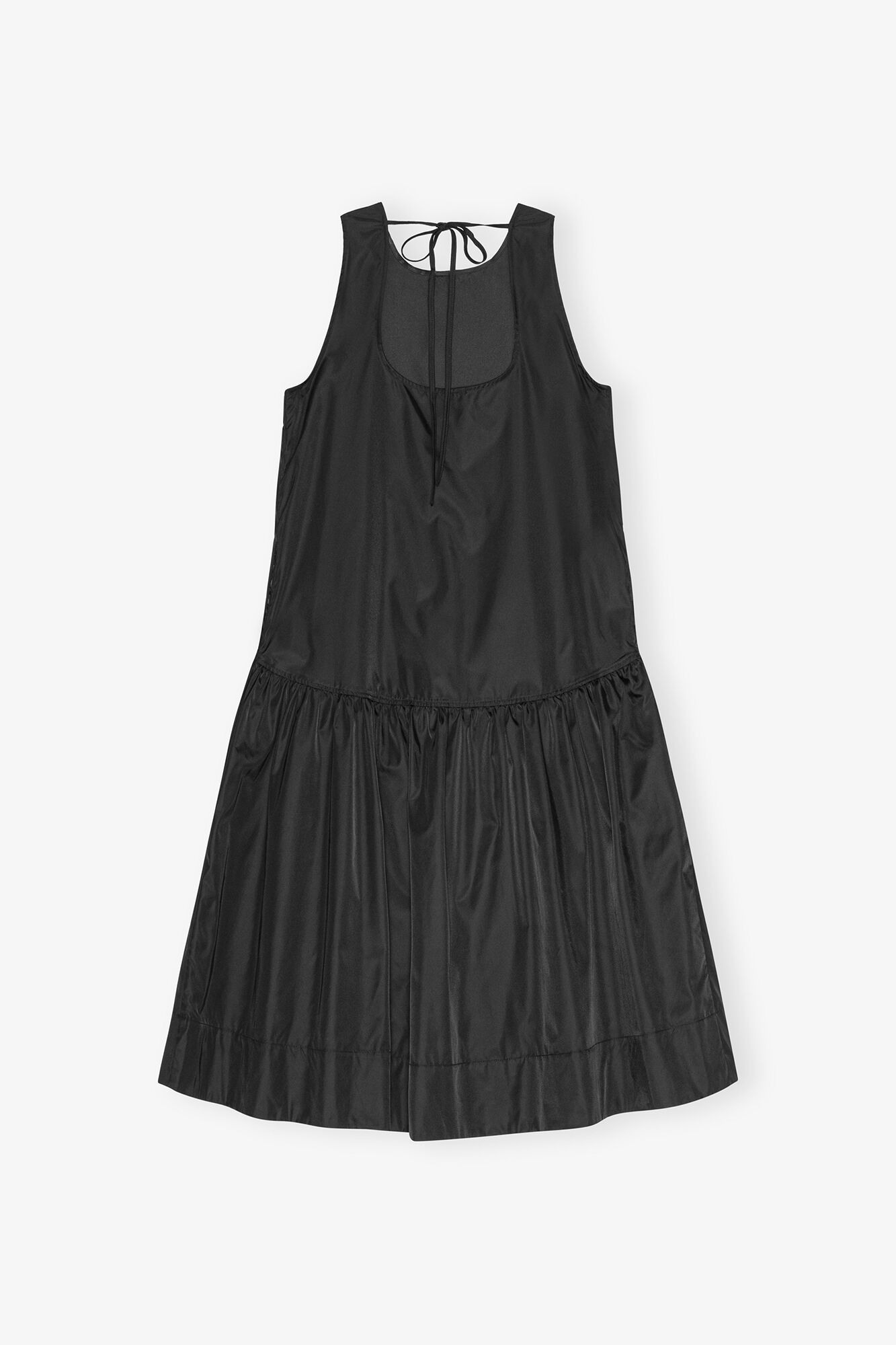 Robe midi en nylon Duchesse noir, Recycled Polyamide, in colour Black - 2 - GANNI