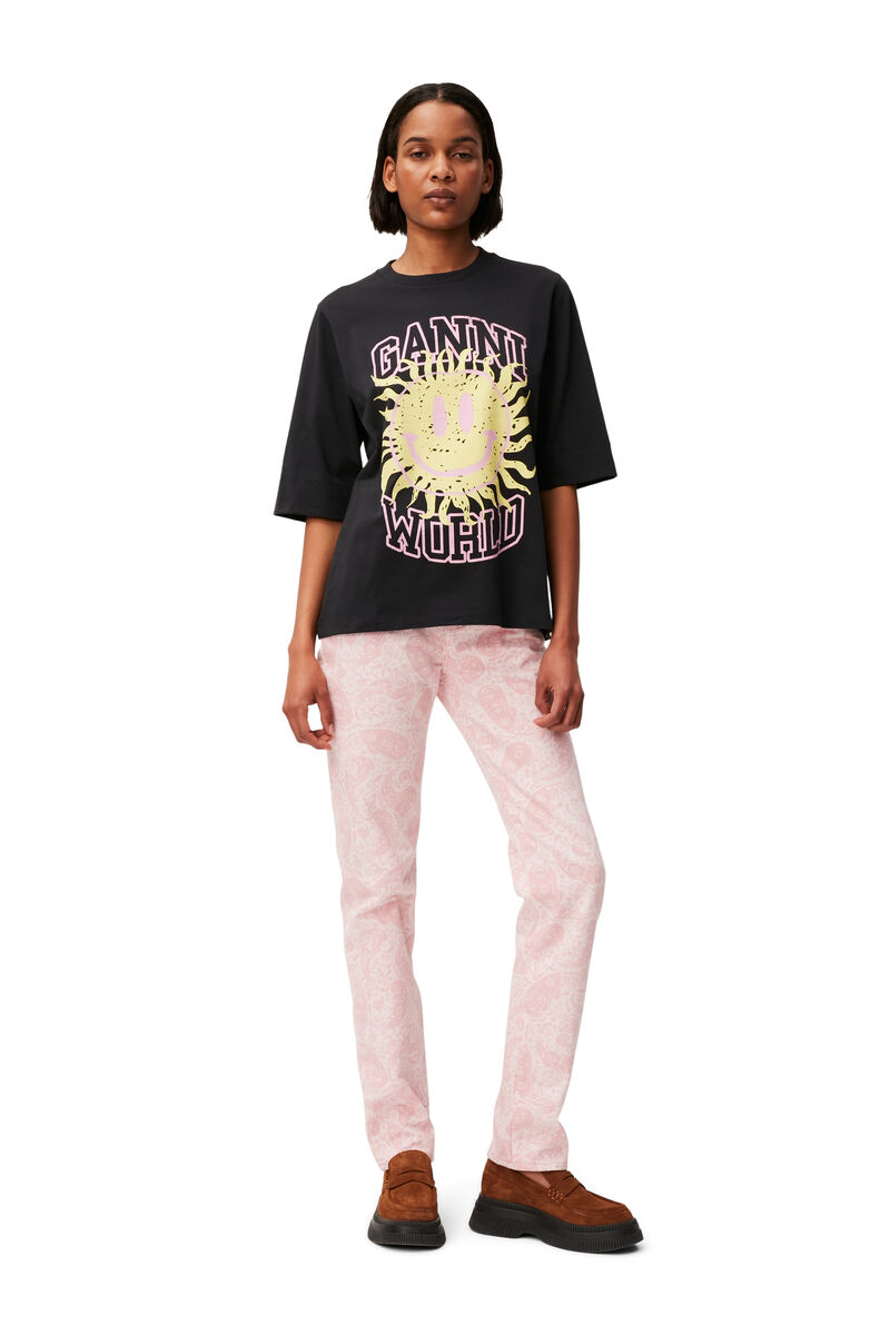 Smiley T-shirt, Cotton, in colour Phantom - 1 - GANNI