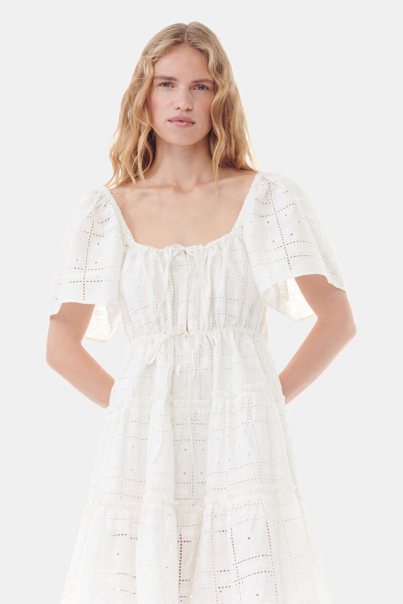 Egret White Broderie Anglaise Layer Dress GANNI AE — free download