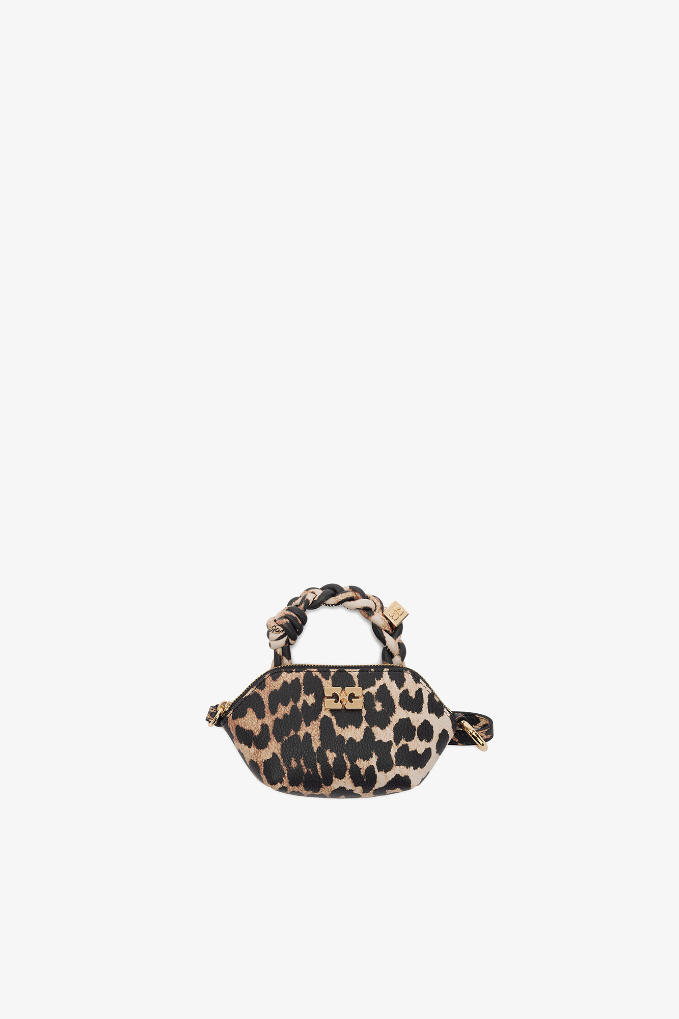 Leopard Grained Nano Bou Bag Nano, Recycled Polyester, in colour Almond Milk - 1 - GANNI