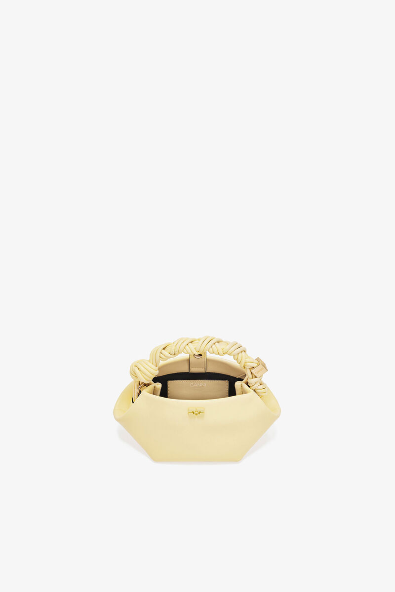 Mini Bou taske i gul, Recycled Leather, in colour Yellow Cream - 3 - GANNI