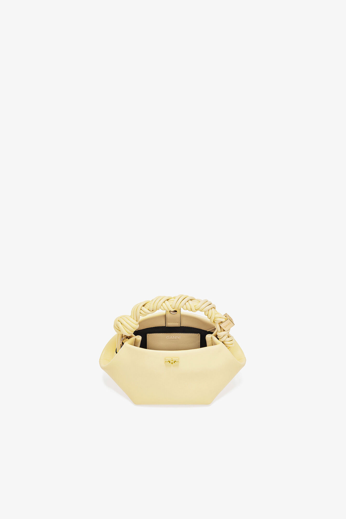Mini Bou taske i gul, Recycled Leather, in colour Yellow Cream - 3 - GANNI