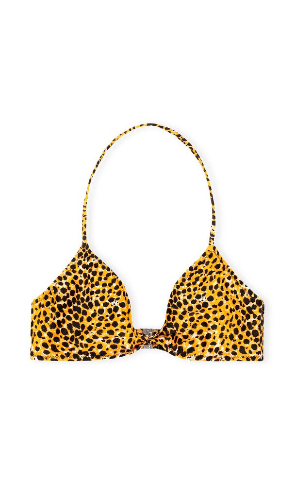 Leopard Print Bikini Top, Bright Marigold
