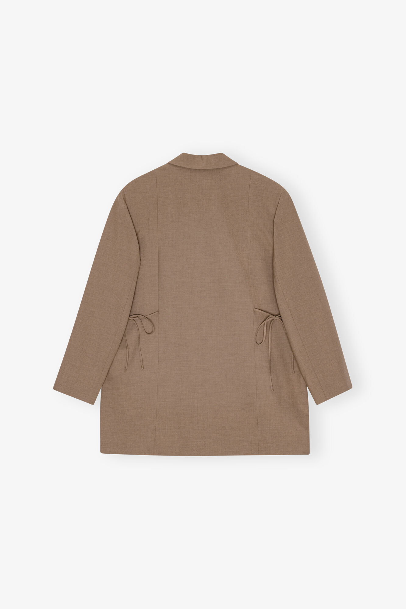 Brown Drapey Melange Oversized Blazer, Elastane, in colour Tiger's Eye - 2 - GANNI