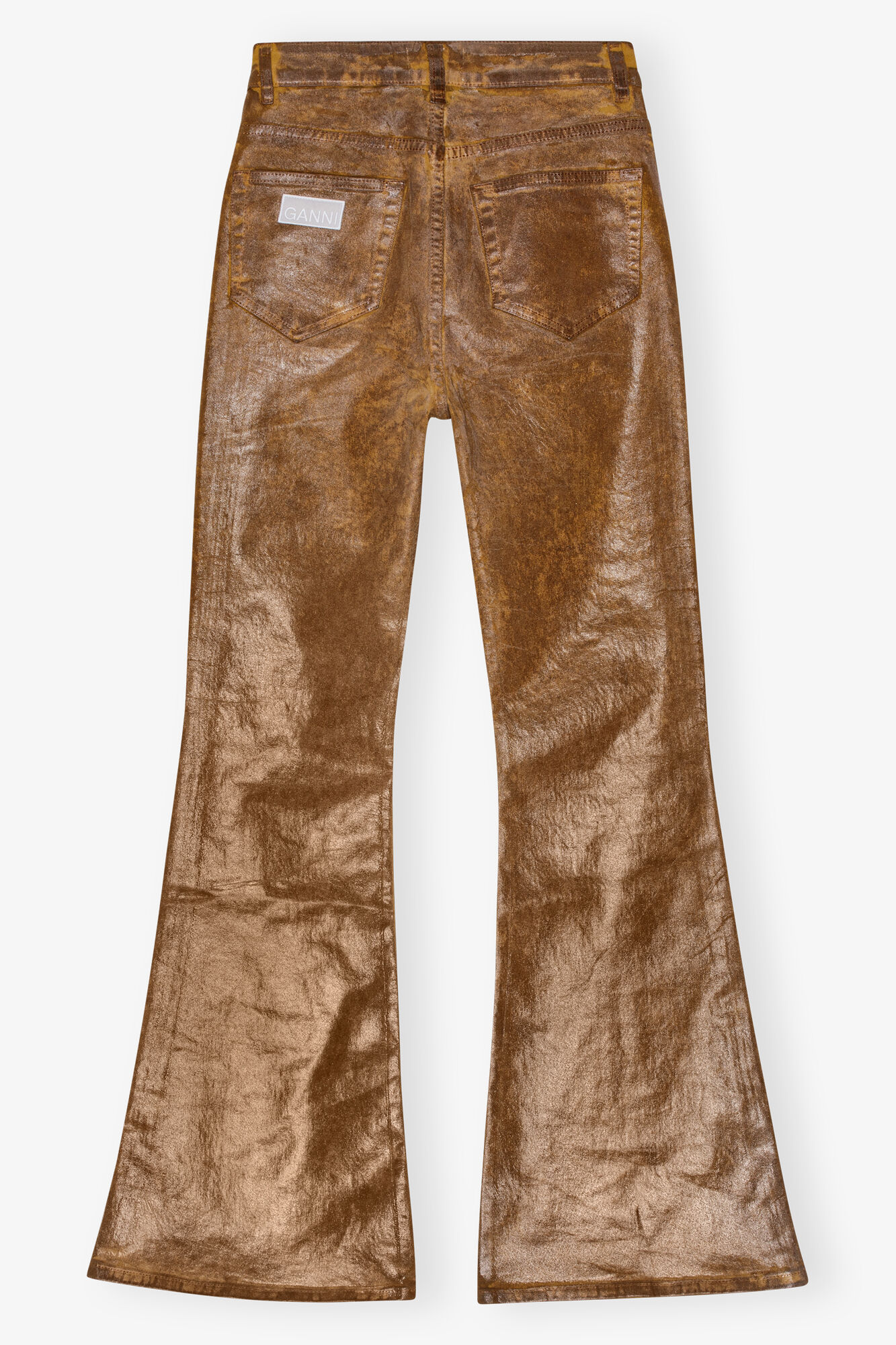 Bruna Folie Flared Jeans, Cotton, in colour Cognac - 2 - GANNI