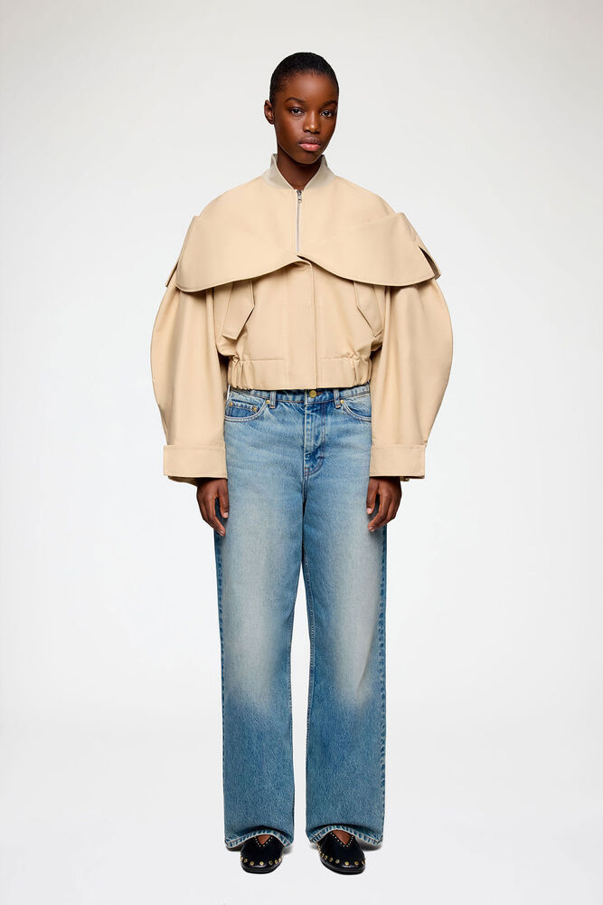 Bomber in Beige Cotton, Warm Sand