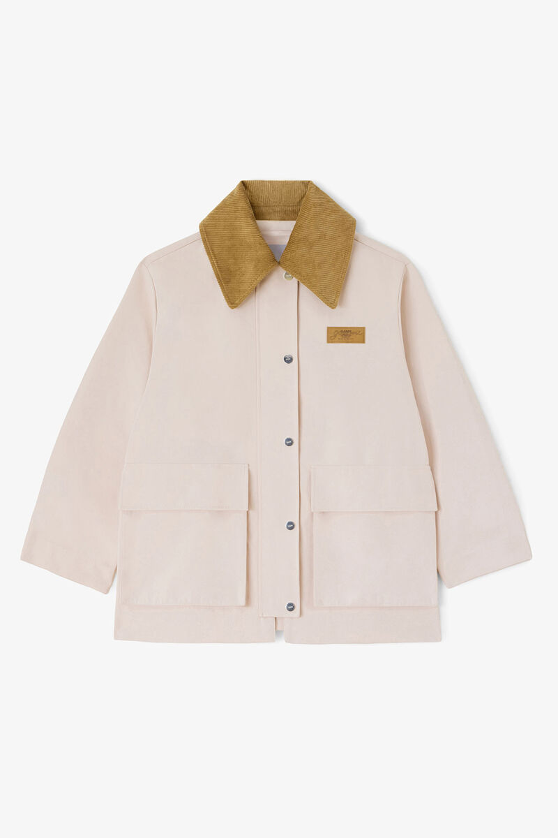 Jacket in Pink Twill, Recycled Polyester, in colour Primrose Pink - 1 - GANNI