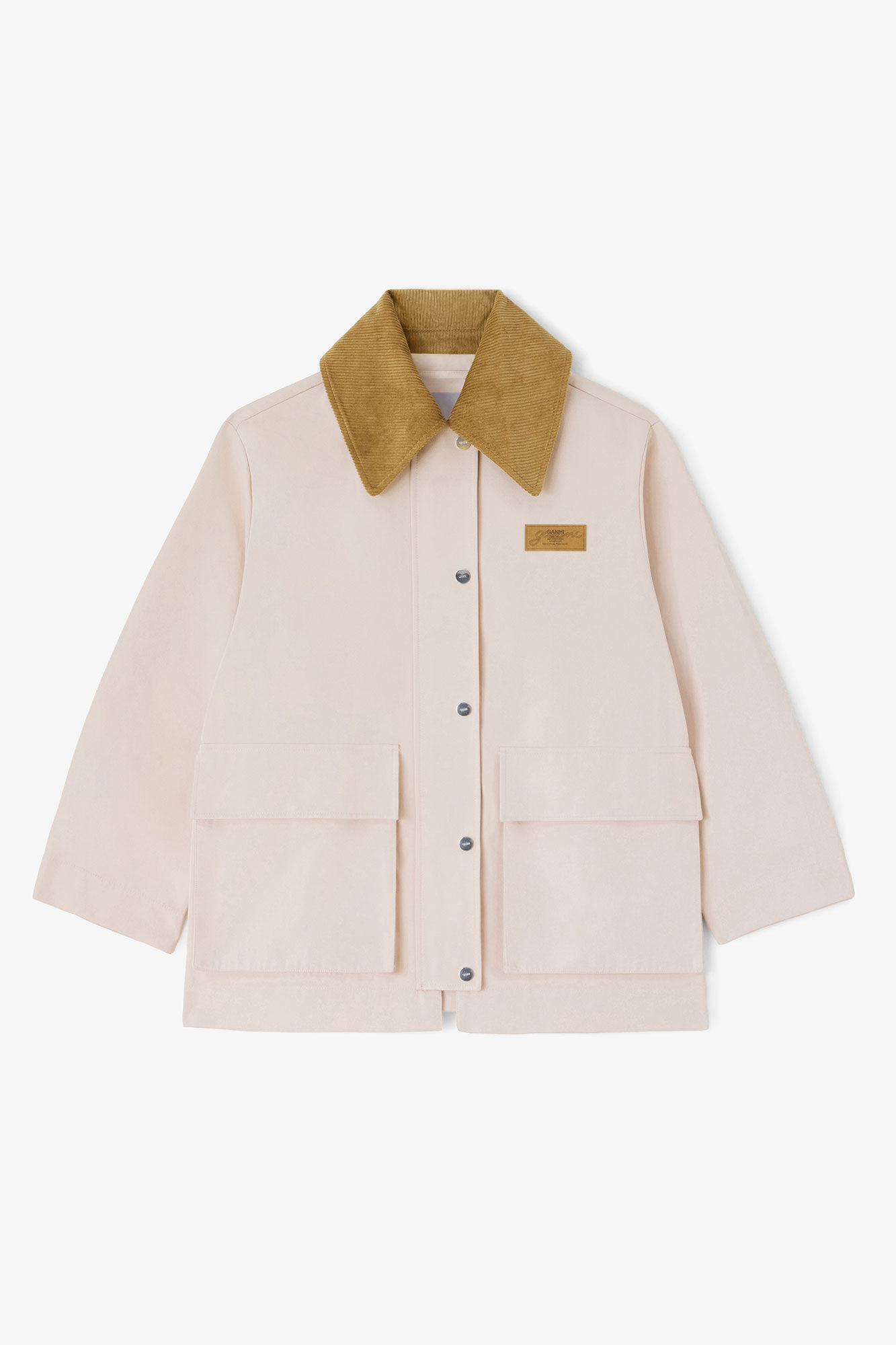 Jacket in Pink Twill, Recycled Polyester, in colour Primrose Pink - 1 - GANNI