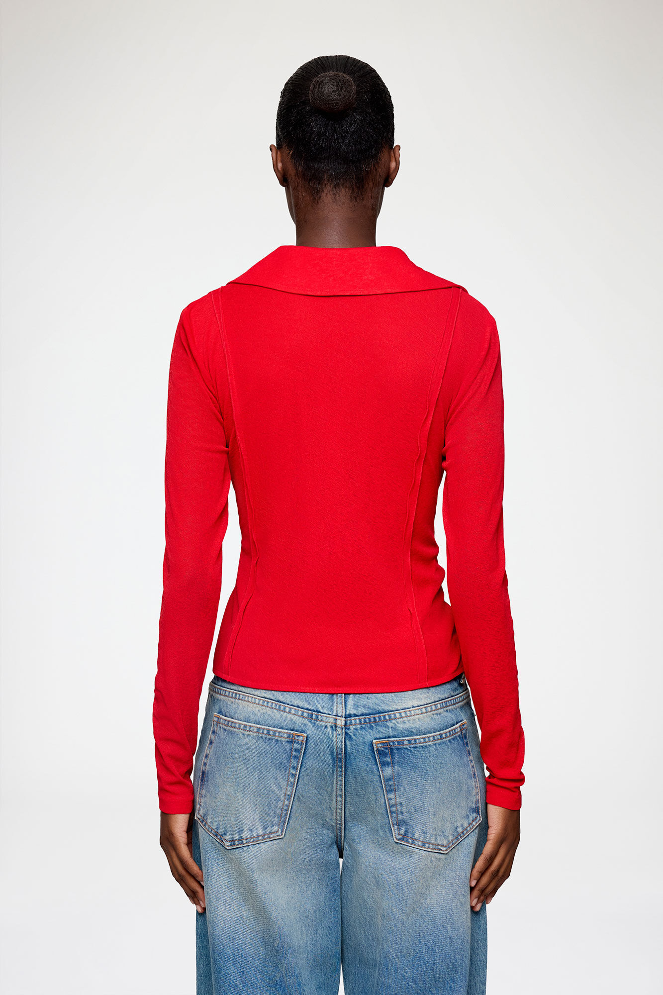 Shirt in Red Marl Mesh, Recycled Polyester, in colour Goji Berry - 3 - GANNI