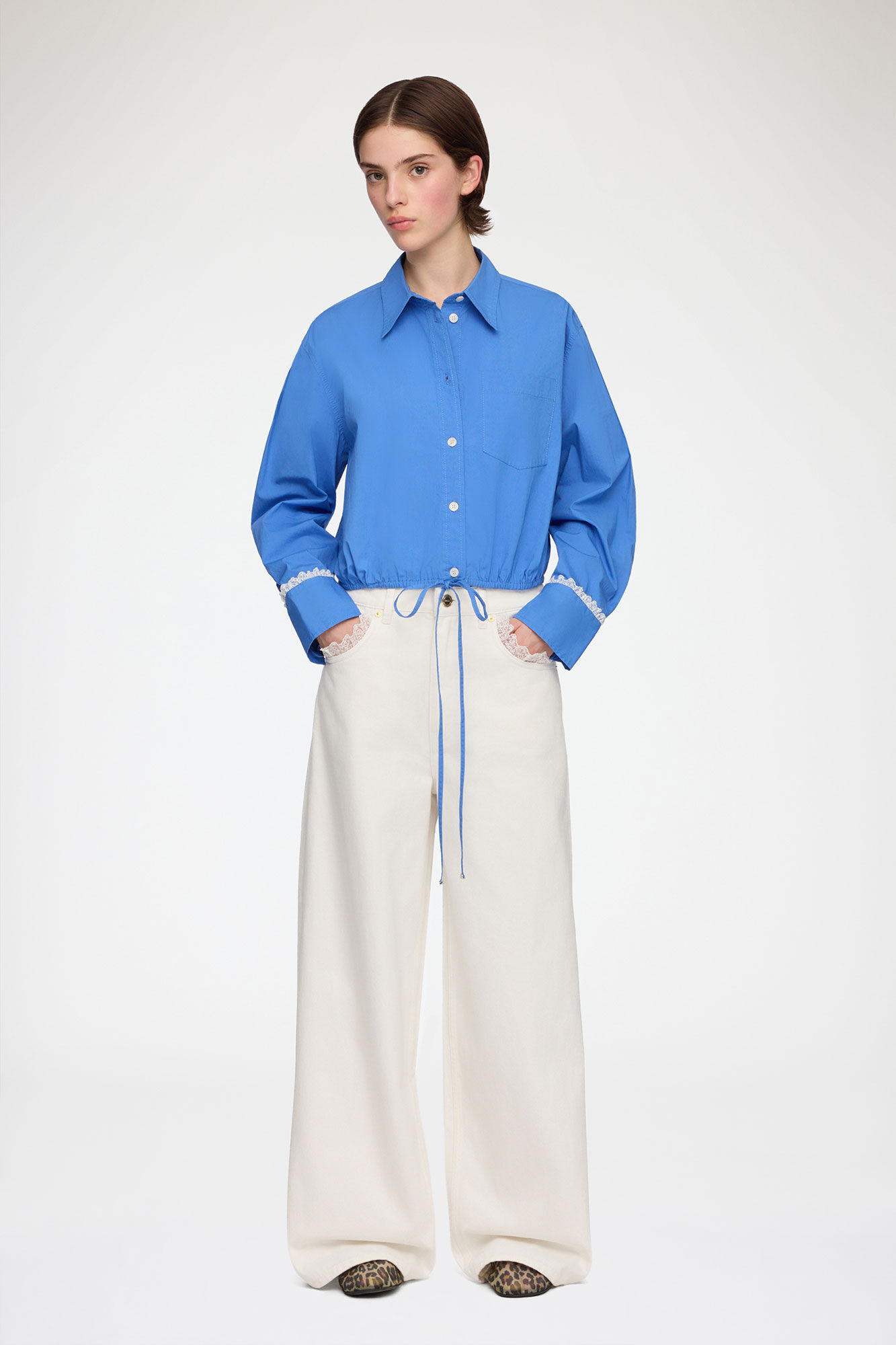 Shirt in Blue Cotton | GANNI US