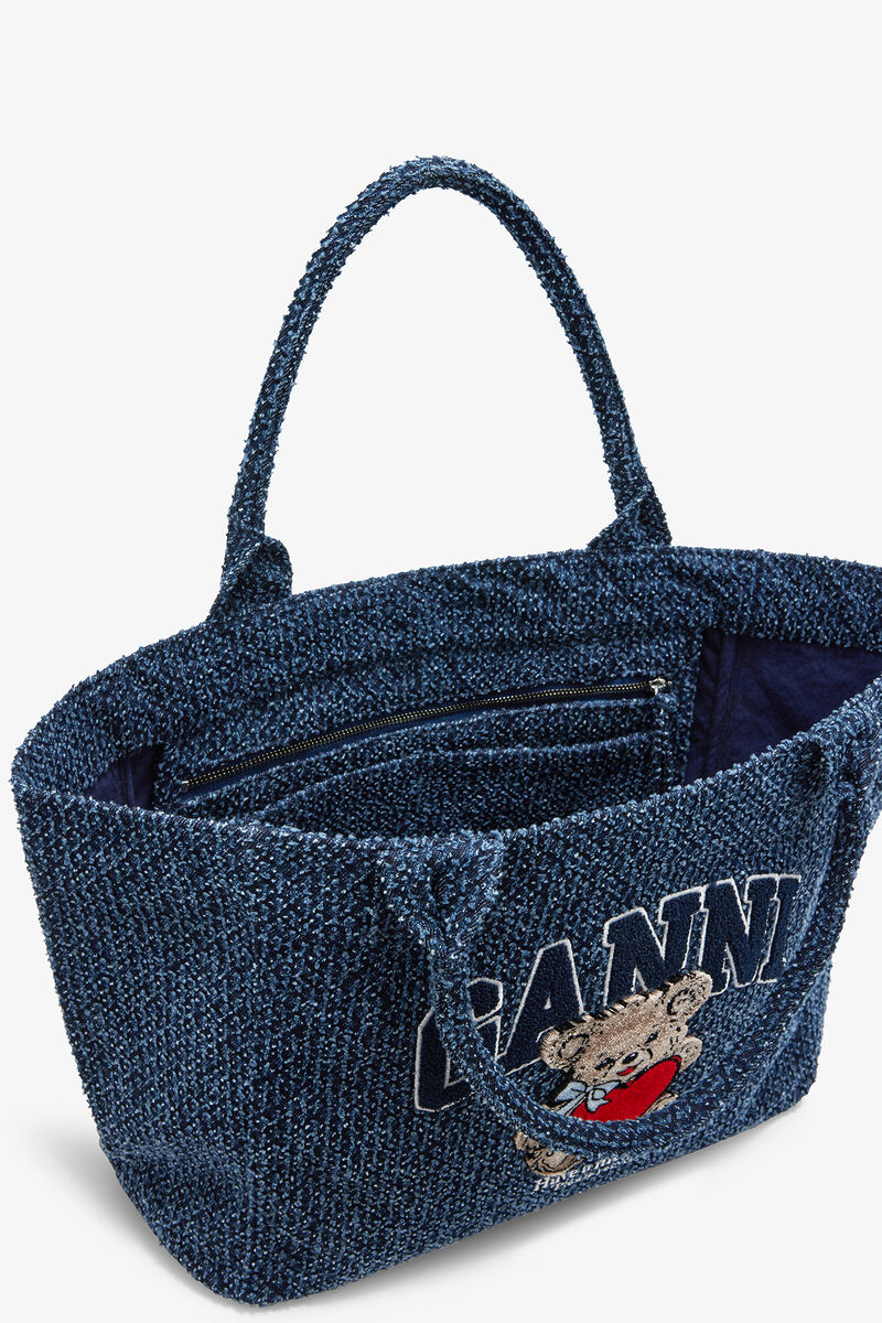 ミディアム ベア トート（デニム）, Organic Cotton, in colour Rinse - 3 - GANNI