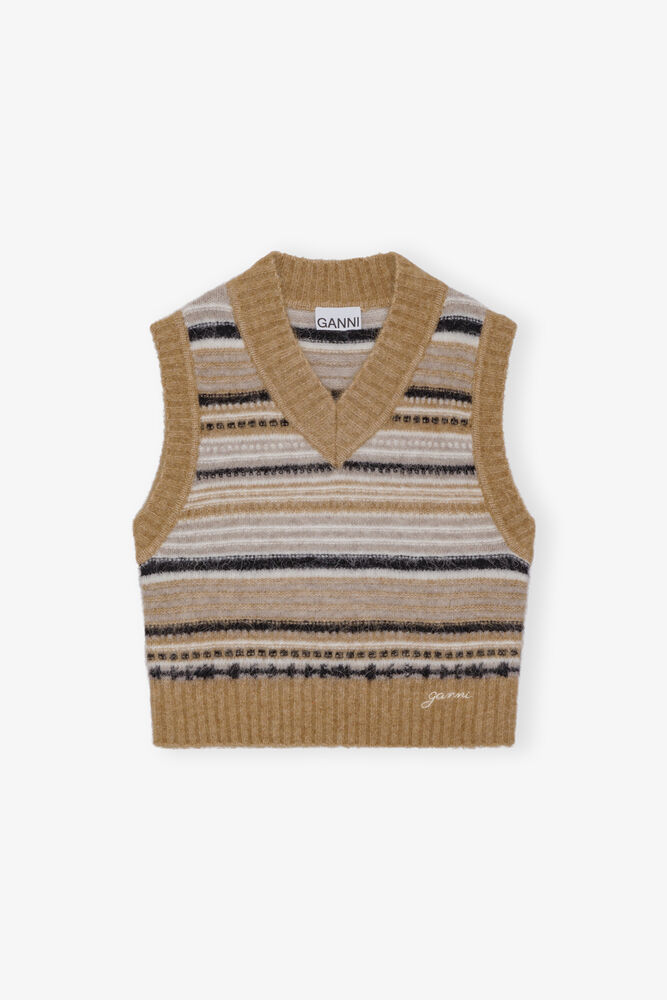Soft Wool Stripe Vest, Tiger's Eye