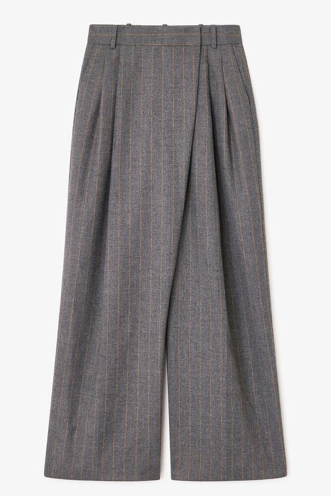 Pantalon croisé à rayures grises, Pewter