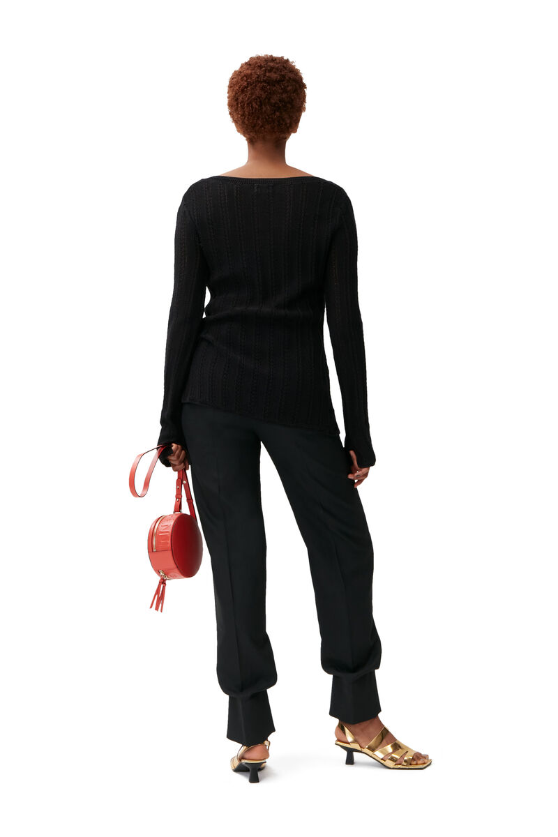 Knit Henley Top, Polyamide, in colour Black - 2 - GANNI