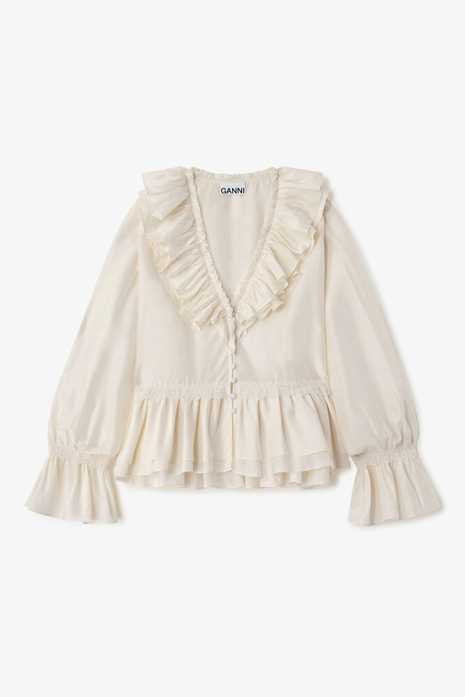 Blouse in Viscose Silk, Egret