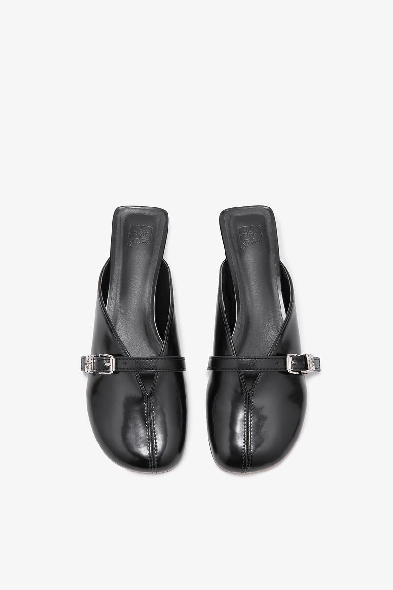 Sue Kitten Heel Mules in Black, Oleatex&trade;, in colour Black - 3 - GANNI