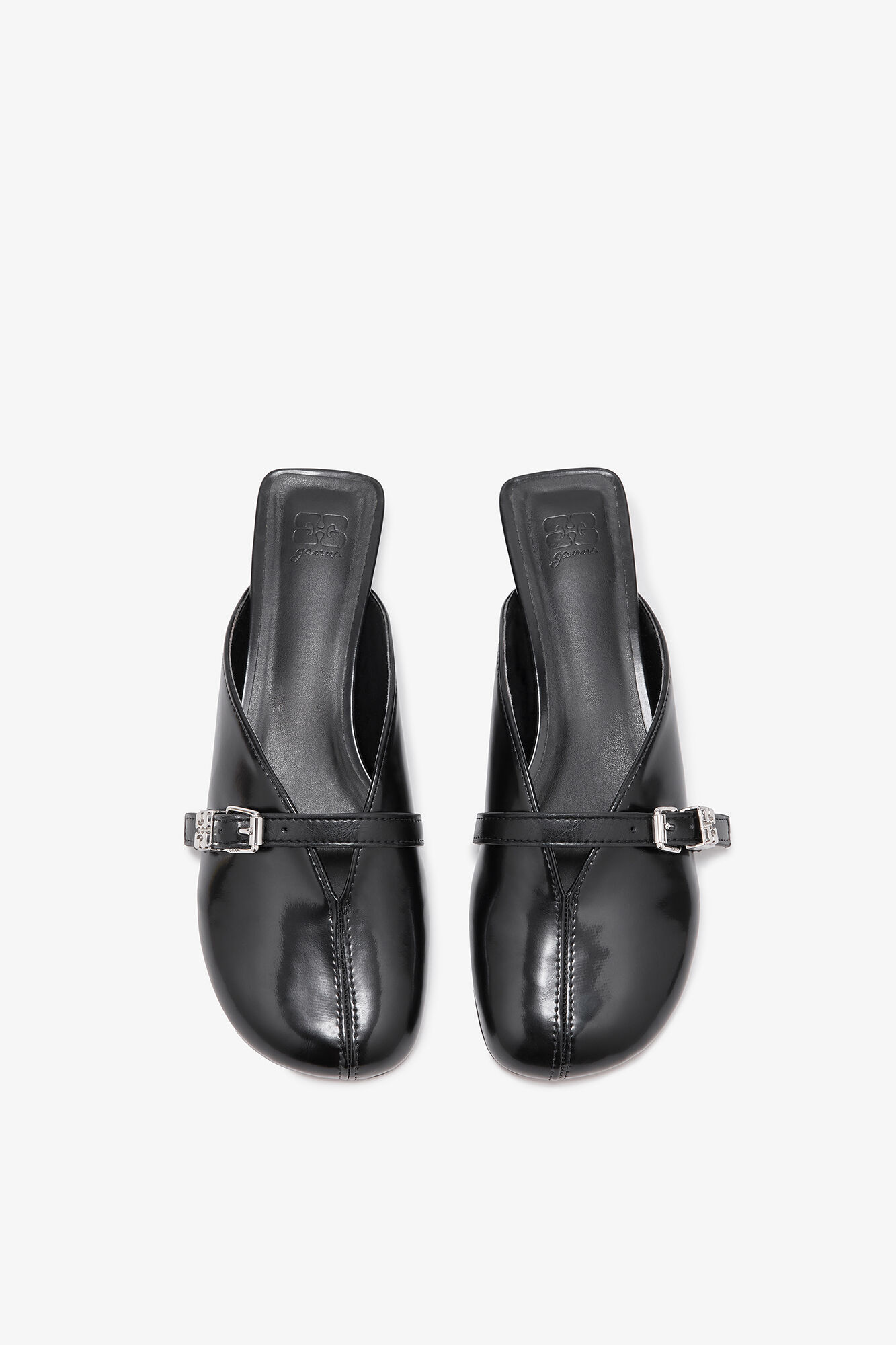 Sue Kitten Heel Mules in Black, Oleatex&trade;, in colour Black - 3 - GANNI