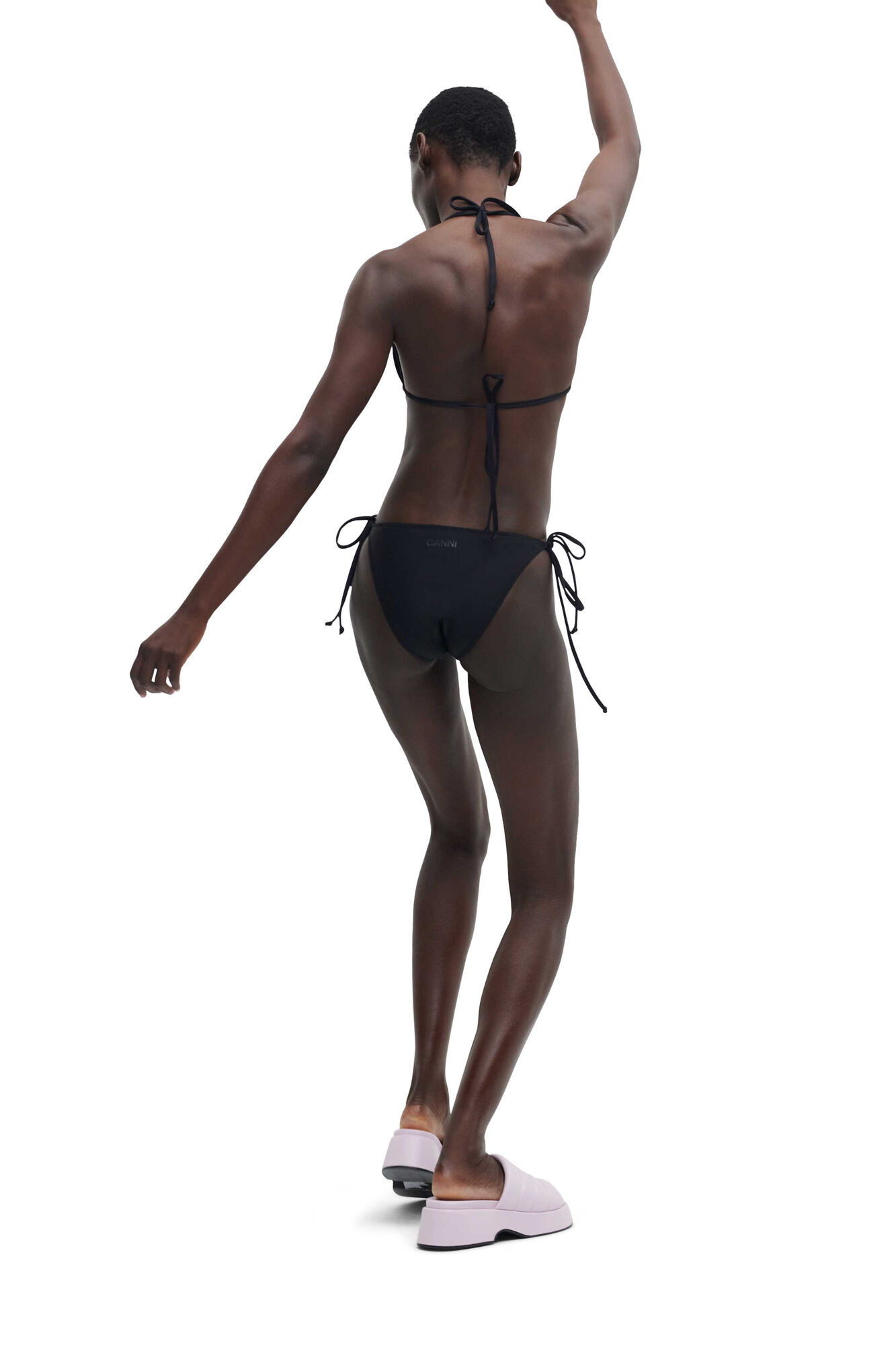 Bikinitruse med snøring, Elastane, in colour Black - 2 - GANNI