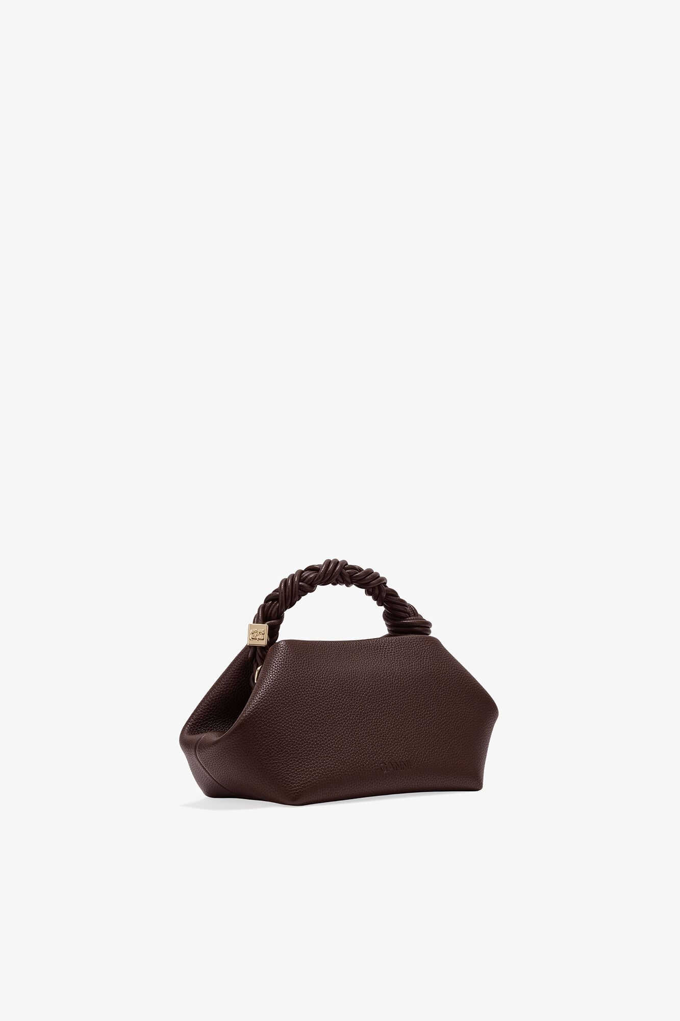 Brown Grained Small Bou Bag, Recycled Polyester, in colour Chicory Coffee - 2 - GANNI