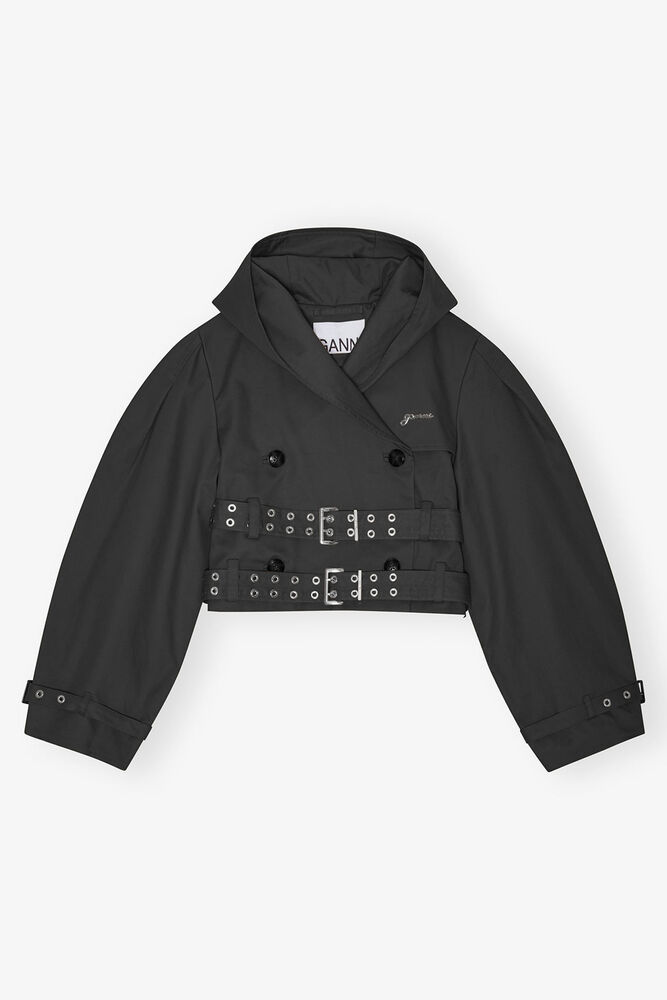 Kort sort trench jakke, Black