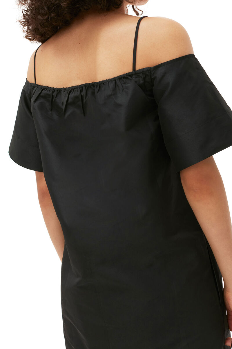 Taffeta Mini Dress, Recycled Polyester, in colour Black - 9 - GANNI