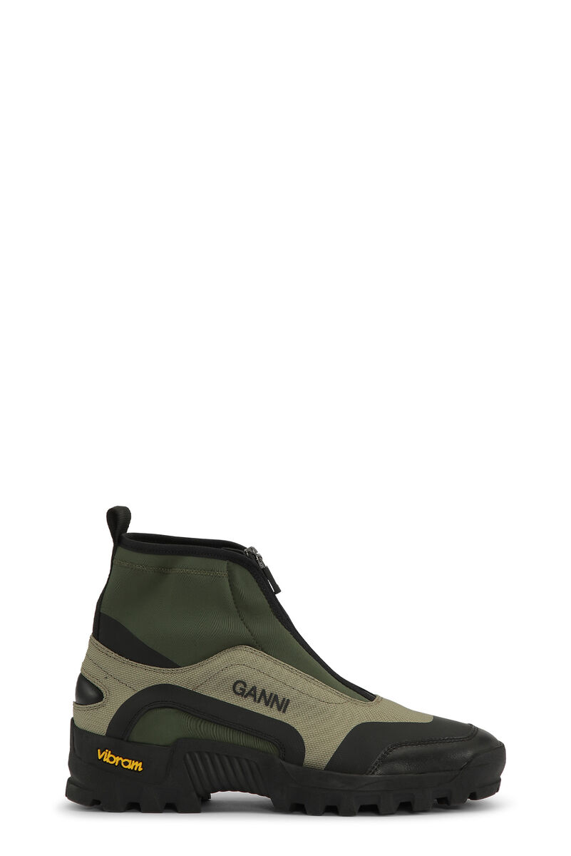 Green Performance High Top Zip Sneakers, in colour Kalamata - 1 - GANNI