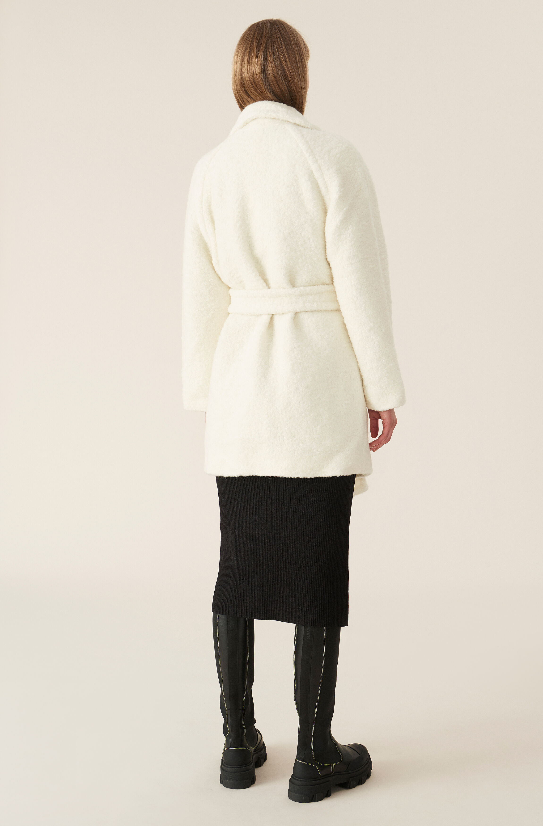 ganni boucle wool wrap coat