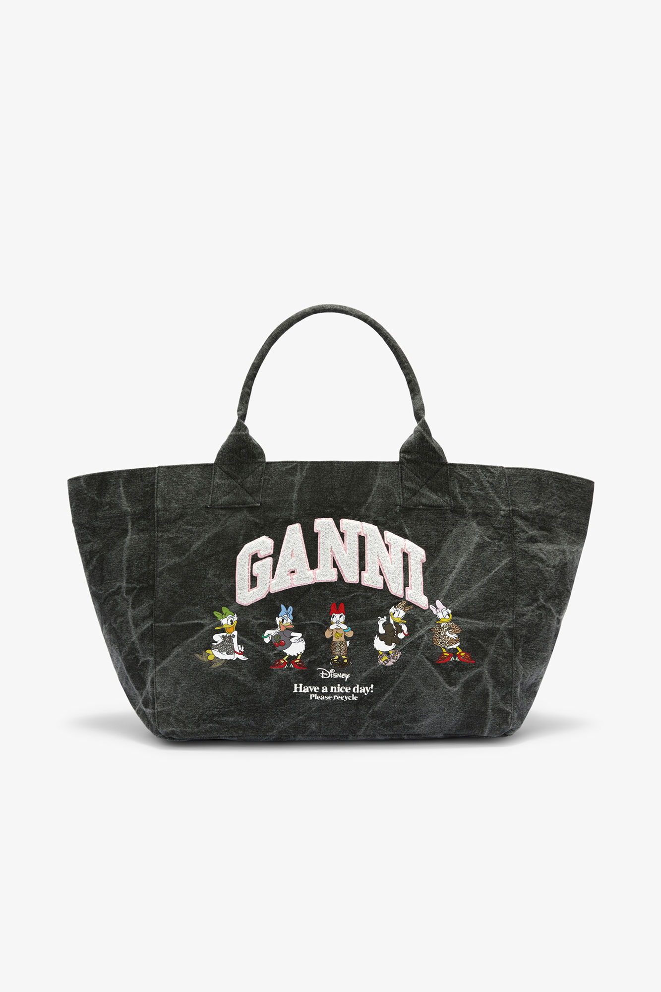 Black Oyster Daisy Duck Bleached Medium Tote | GANNI US