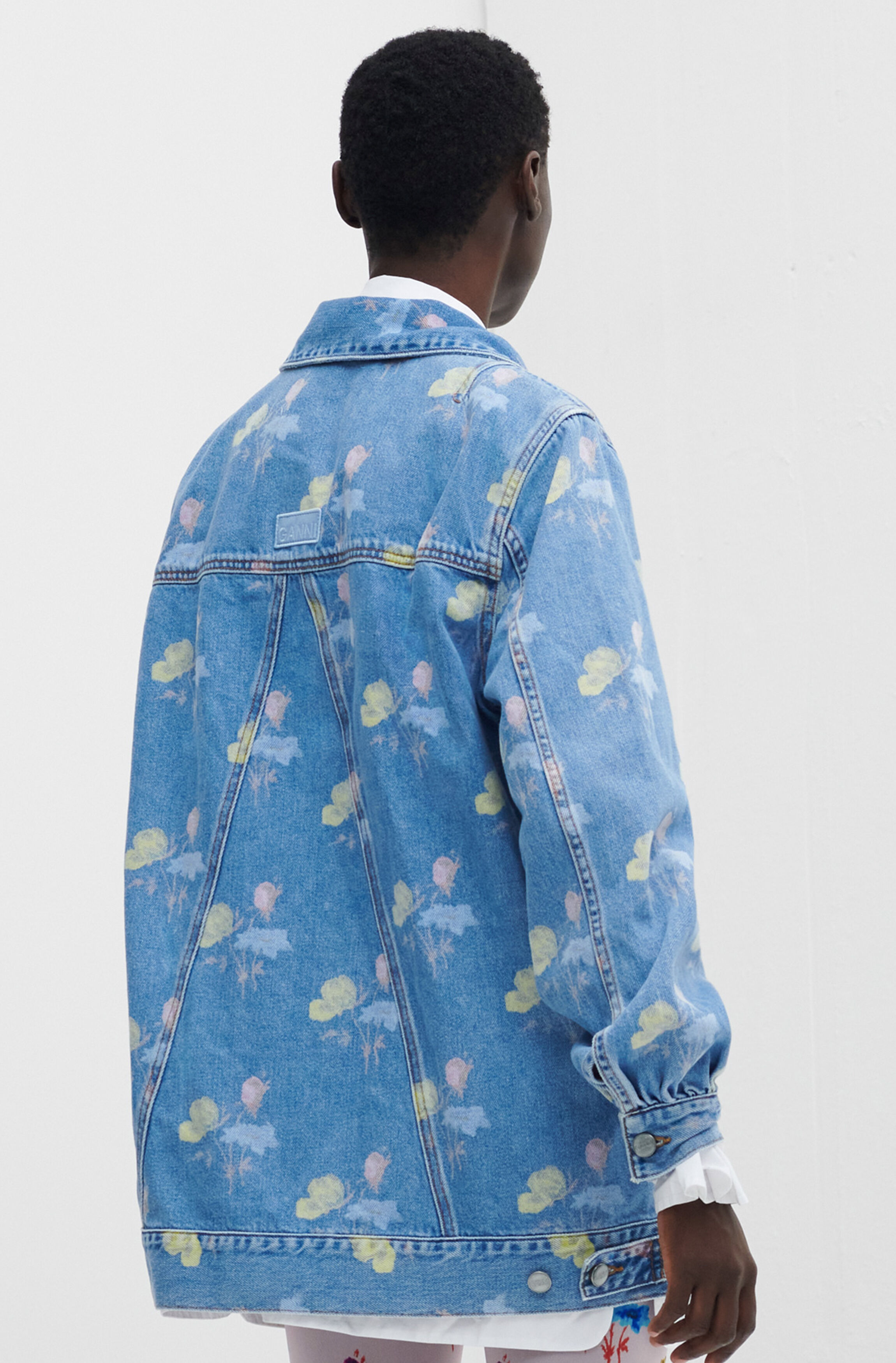 Bleach Blue Oversized Printed Denim 