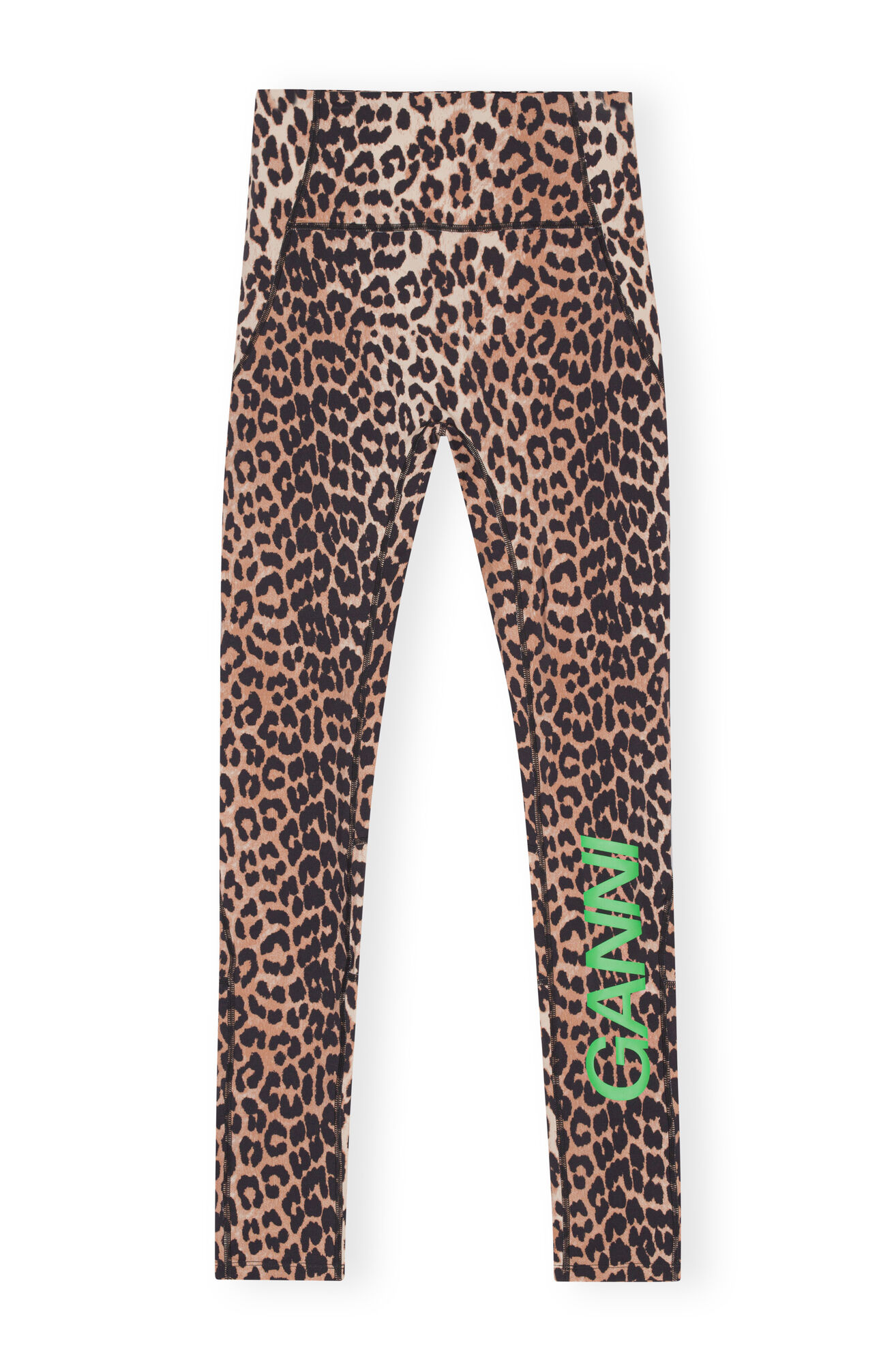 Active Ultra High Waist Tights, Recycled Nylon, in colour Leopard - 1 - GANNI