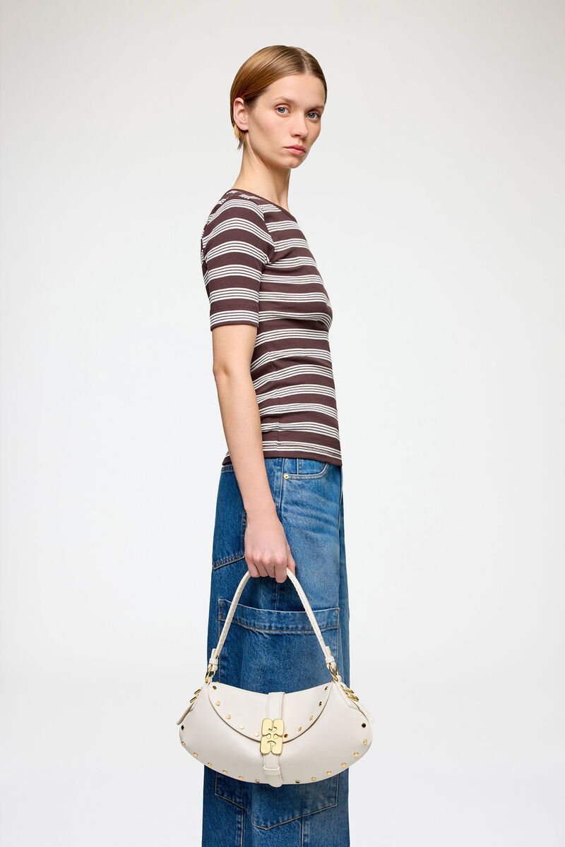 B-Kat Bag Studs in White, Polyester, in colour Egret - 1 - GANNI