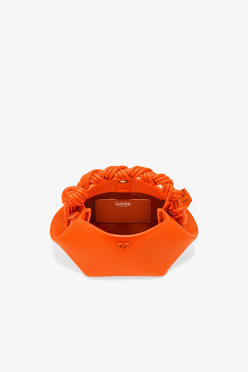Oransje, mini GANNI Bou-veske med kornet tekstur, Polyurethane, in colour Russet Orange - 3 - GANNI