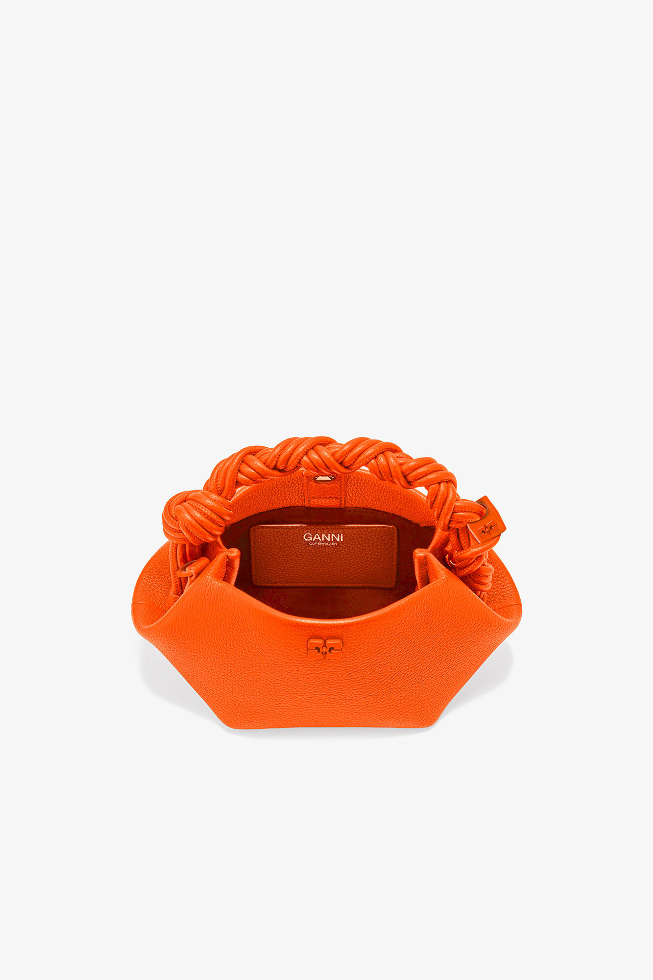 Orange Grained Mini GANNI Bou Bag, Polyurethane, in colour Russet Orange - 3 - GANNI