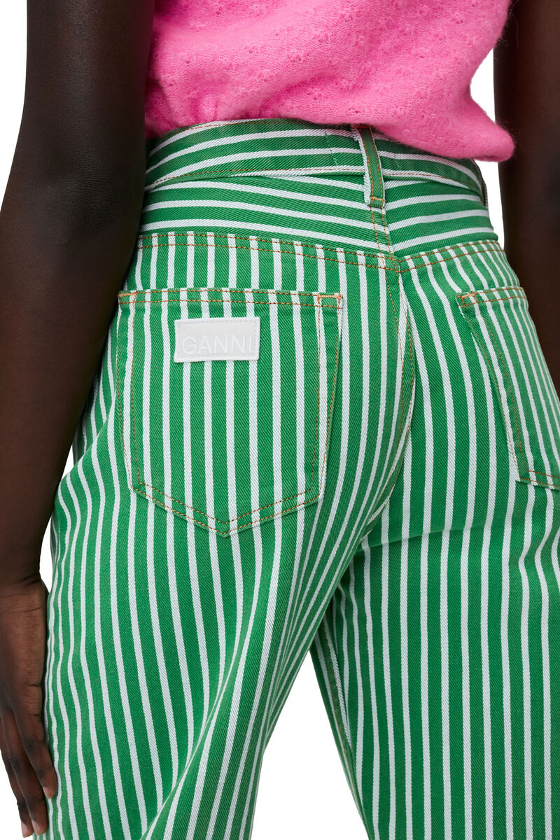 Stripe Denim Stary jeans, Cotton, in colour Kelly Green - 6 - GANNI