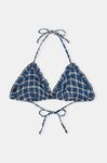 Seersucker String Bikini Top, Elastane, in colour Check Azure Blue - 1 - GANNI