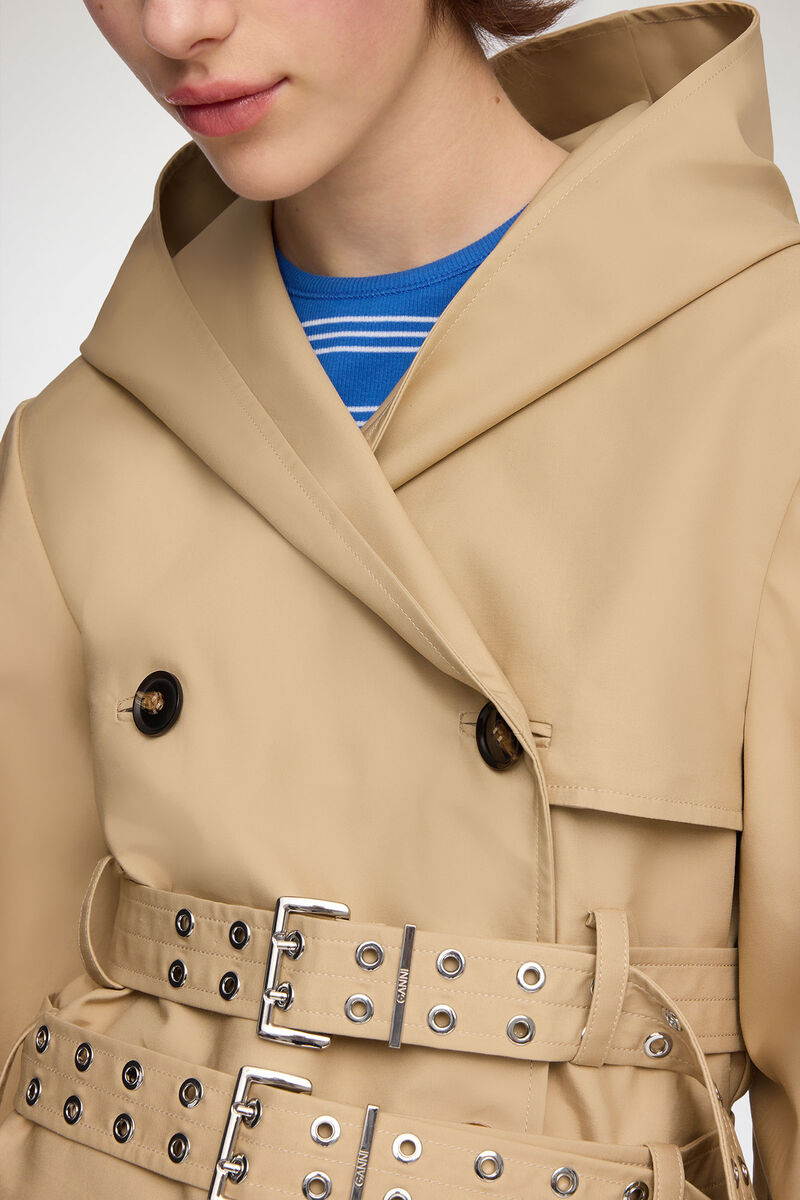 Veste trench en coton double, Organic Cotton, in colour Warm Sand - 4 - GANNI